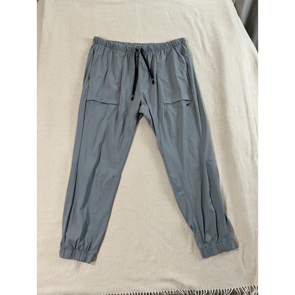 Fabletics Active Joggers Pants Men Gray Elastic Waist Drawstring Size Medium EUC